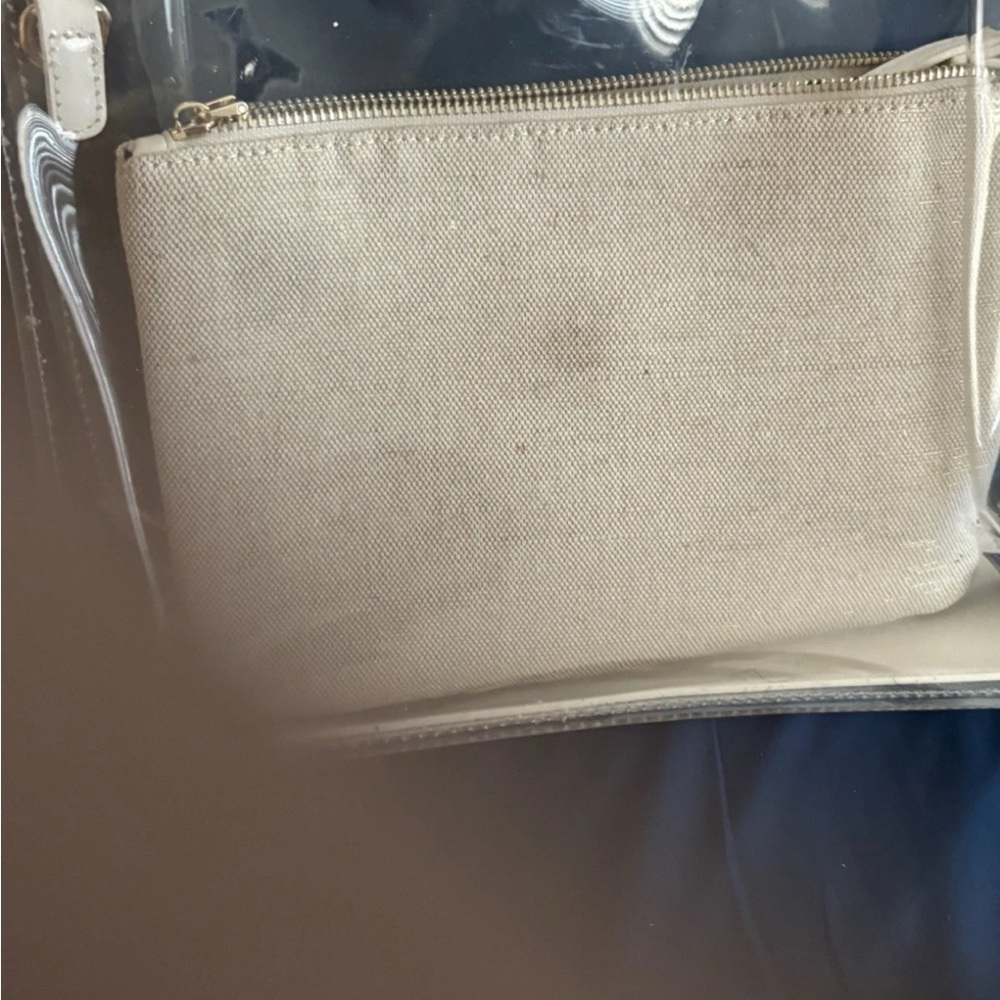 Transparent Tote Bag with Cream Pouch